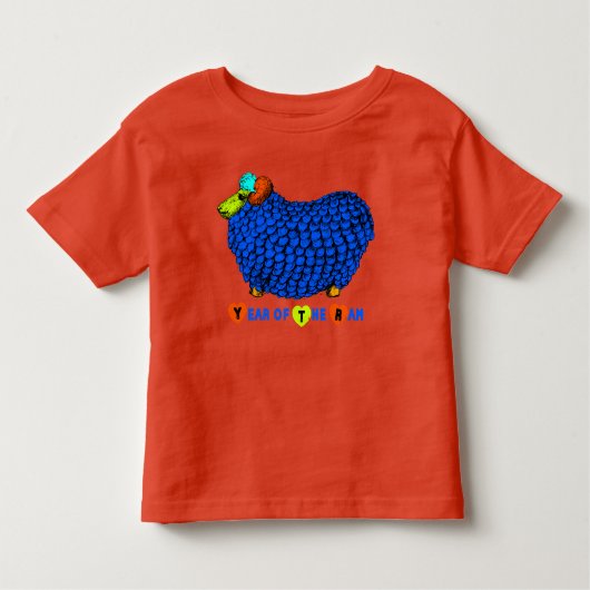Funny Blue Ram Chinees Jaar Zodiac Toddler T Kinder Shirts (Voorkant)