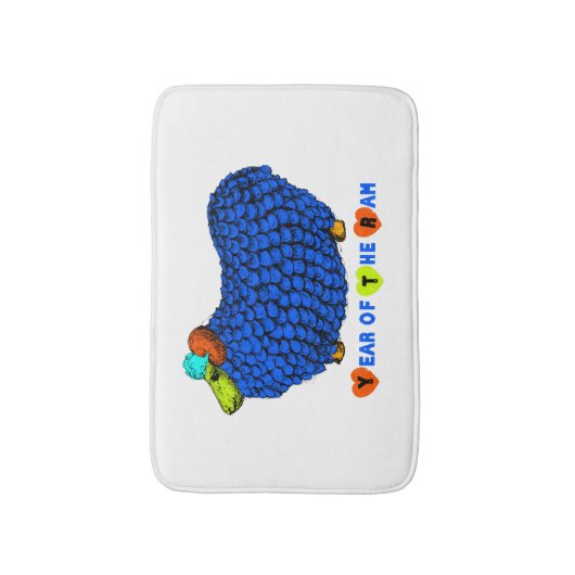 Funny Blue Ram Chinese Year Zodiac Bath Mat (Voorkant Verticaal)