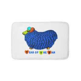 Funny Blue Ram Chinese Year Zodiac Bath Mat
