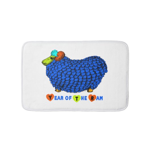 Funny Blue Ram Chinese Year Zodiac Bath Mat (Voorkant)