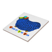 Funny Blue Ram Chinese Year Zodiac Ceramic Tegel Tegeltje (Zijkant)