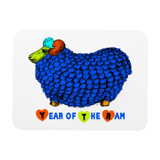 Funny Blue Ram Chinese Year Zodiac P Magnet Magneet (Horizontaal)