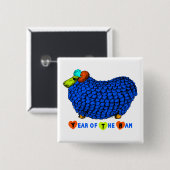 Funny Blue Ram Chinese Year Zodiac Square B Vierkante Button 5,1 Cm (Voorkant /achterkant)