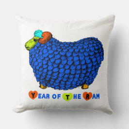 Funny Blue Ram Chinese Year Zodiac Square P Kussen