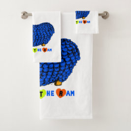 Funny Blue Ram Chinese Year Zodiac Towel Set Bad Handdoek
