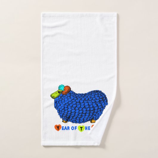 Funny Blue Ram Chinese Year Zodiac Towel Set Bad Handdoek (Handdoek)