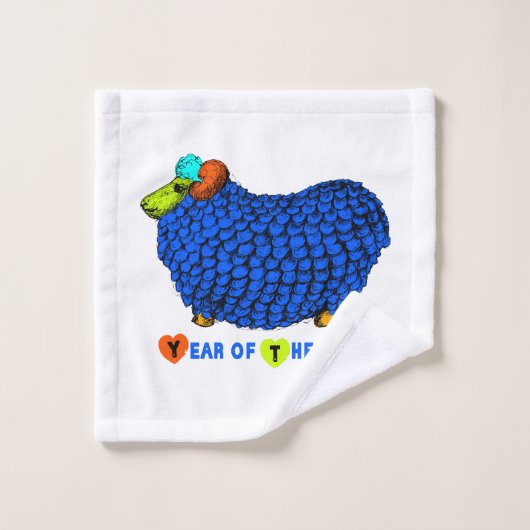 Funny Blue Ram Chinese Year Zodiac Towel Set Bad Handdoek (Wasdoekje)