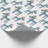 Funny Blue Reindeer Kinder Kerstmis Cadeaupapier (Hoek)