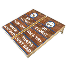 Funny Blue Rustic Dark Wood Cornhole