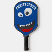 Funny Blue Scary Face Novelty Personated Name Pickleball Paddle (Voorkant)