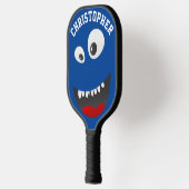 Funny Blue Scary Face Novelty Personated Name Pickleball Paddle (Links)