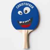Funny Blue Scary Face Novelty Personated Name Tafeltennisbatje (Achterkant)