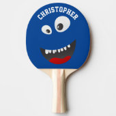 Funny Blue Scary Face Novelty Personated Name Tafeltennisbatje (Voorkant)