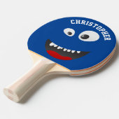 Funny Blue Scary Face Novelty Personated Name Tafeltennisbatje (Voorkant Gekanteld)