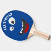 Funny Blue Scary Face Novelty Personated Name Tafeltennisbatje (Zijkant)