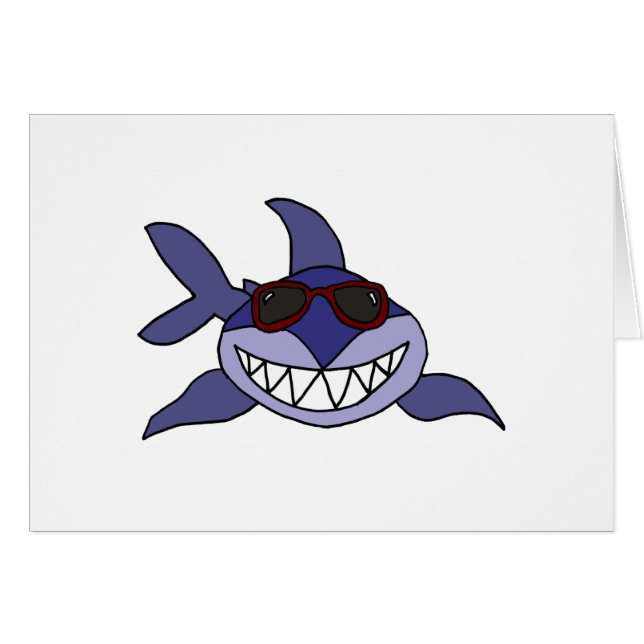 Funny Blue Shark met zonnebrillen (Voorkant Horizontaal)