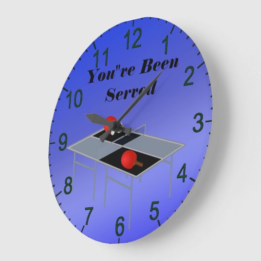 Funny Blue Table Tennis, Wall Clock Grote Klok (Hoek)
