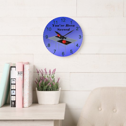 Funny Blue Table Tennis, Wall Clock Grote Klok (Leeskamer)