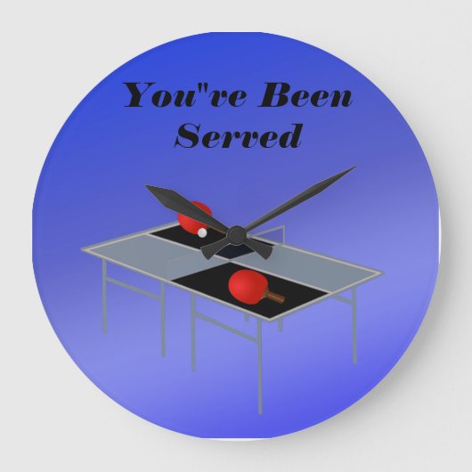 Funny Blue Table Tennis, Wall Clock Grote Klok (Voorkant)