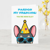 Funny Blue Tan French Bulldog Frenchie Birthday Ca Kaart (Gele Bloem)