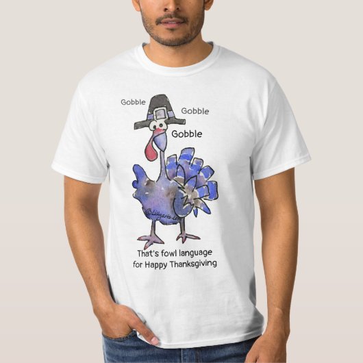 Funny Blue Turkey Gobble T Shirt (Voorkant)