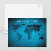 Funny blue wereldkaart briefkaart (Voorkant / Achterkant)
