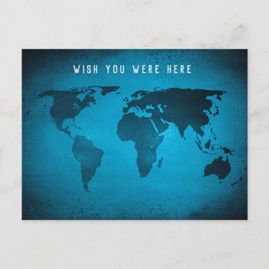 Funny blue wereldkaart briefkaart (Voorkant)