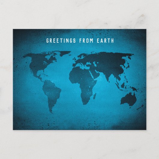 Funny blue wereldkaart briefkaart (Voorkant)