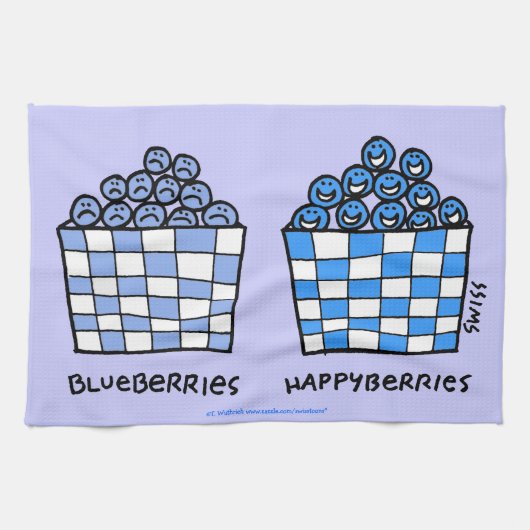 Funny Blueberries Cartoon Art Blueberry Keuken Theedoek (Horizontaal)