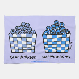 Funny Blueberries Cartoon Art Blueberry Kitchen Theedoek