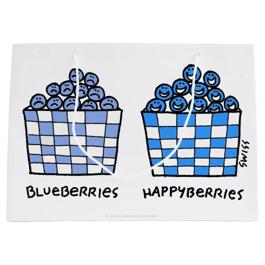 Funny Blueberries Happyberries Cartoon Gift Bag Large Cadeautasje (Voorkant)