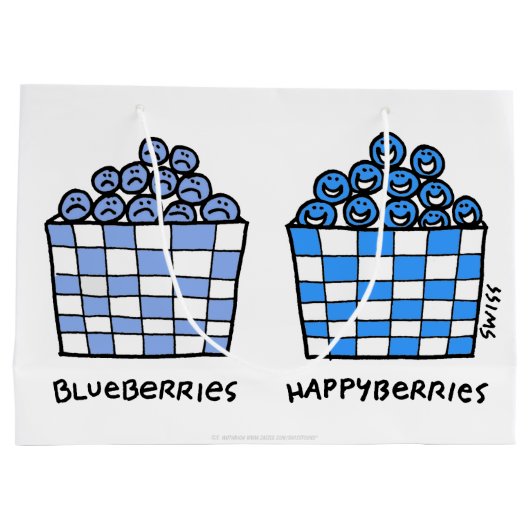 Funny Blueberries Happyberries Cartoon Gift Bag Large Cadeautasje (Achterkant)
