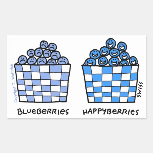 Funny Blueberries Happyberries Foodie Cartoon Rechthoekige Sticker (Voorkant)