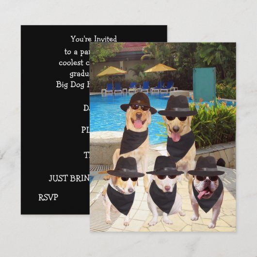 Funny Blues Dogs/Lab Invite Kaart (Voorkant / Achterkant)