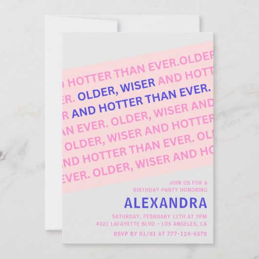 Funny Blush Pink Oudere Wiser 94e verjaardag Kaart (Voorkant)