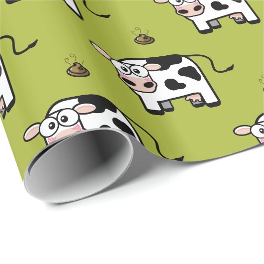 Funny Blushing Pooping Cow Pattern Cadeaupapier (Rol Hoek)