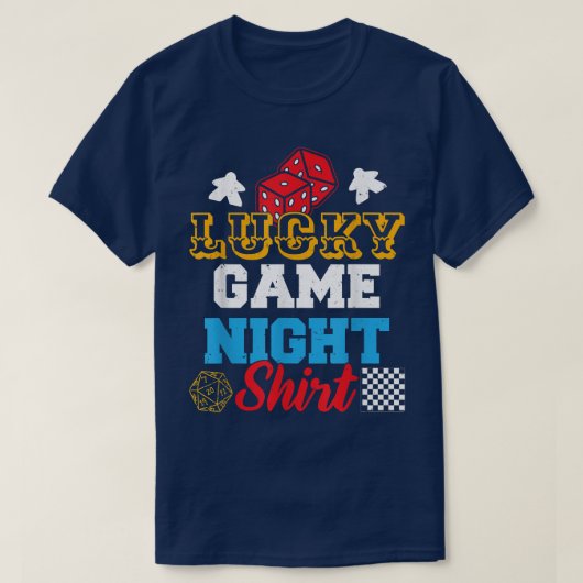 Funny Board Game Lucky Game Night T-shirt (Design voorkant)