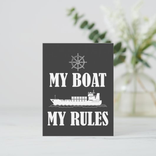 Funny Boat Kapitein Boss Rules Boing Joke Briefkaart (Staand voorkant)