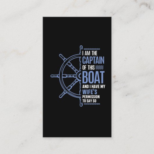 Funny Boat Kapitein Husband Wifes Permission Visitekaartje (Voorkant)