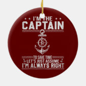 Funny Boat Kapitein Pontoon Kapitein Papa Mannen Keramisch Ornament (Achterkant)