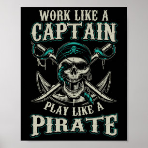 Funny Boat Kapitein Shirt Mannen boating Pirate Sh Poster
