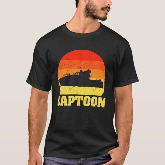 Funny Boating Captoon Pontoon Tritoon Kapitein Pon T-shirt (Voorkant)