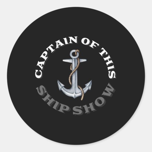 Funny Boating - Kapitein van dit Show Ronde Sticker (Voorkant)