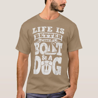 Funny Boating Nautical Captain Boat and A Dog Men  T-shirt