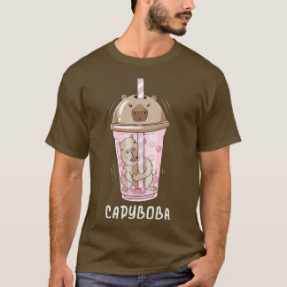 Funny Boba Tea Capybara Bubble Milk Tea Kawaii T-shirt