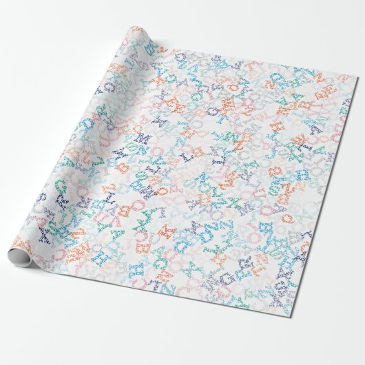 Funny Bobble Cartoon Letter Pattern Cadeaupapier (Uitgerold)