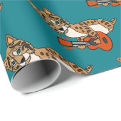 Funny Bobcat die gitar speelt Cadeaupapier (Rol Hoek)