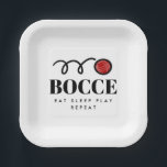 Funny bocce ball party, aangepast wegwerpbaar papieren bordje<br><div class="desc">Funny bocce ball game party, aangepast Bord voor wegwerppapier. Vierkant of ronde vorm. Pas uw eigen aangepaste tekst of grappige offerte aan. Fun Birthday cadeauidee voor vrienden en familie die graag Italiaans boci spelen. Eat Sleep Play Herhaal! Geweldig voor BBQ en andere dinereacties. Witte of aangepaste kleur. Ook verkrijgbaar als...</div>