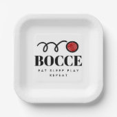 Funny bocce ball party, aangepast wegwerpbaar papieren bordje (Voorkant)
