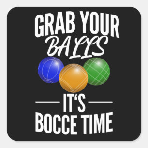 Funny Bocce Balls Player-Boules Team Vierkante Sticker